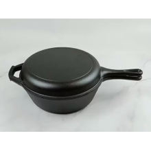 Double used cast iron safety combo sauce pan